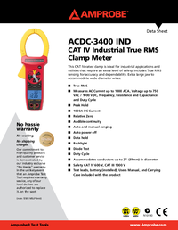 Thumbnail of document Data Sheet - ACDC-3400 AC/DC CAT IV True-RMS Clamp Meter